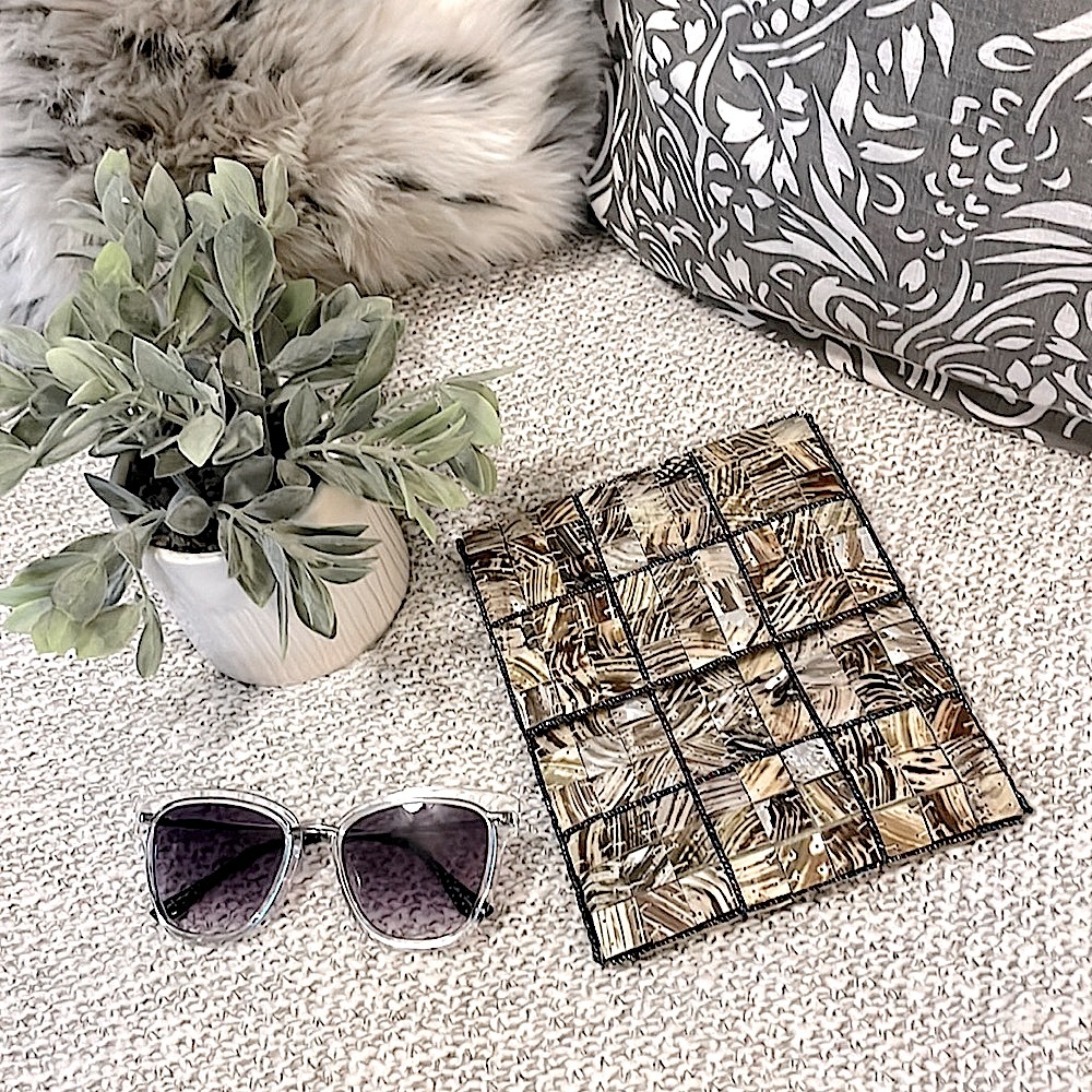 COPY - Unique Patchwork Sea Shell Clutch Pouch Handbag & Sunglasses